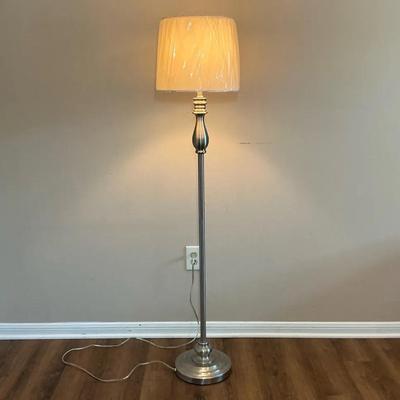 Silver Toned Metal Floor Lamp