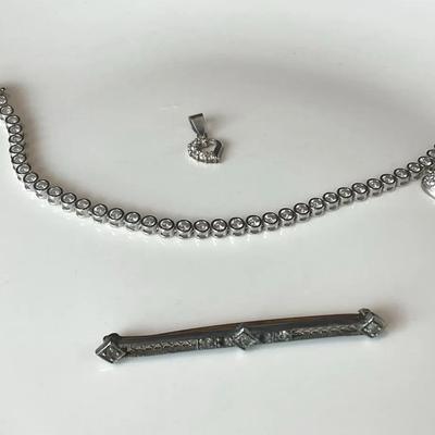 Sterling Silver Bracelet,pendant And Brooch 