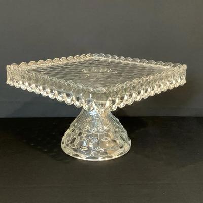 Fostoria American 10” Square Pedestal Cake Stand