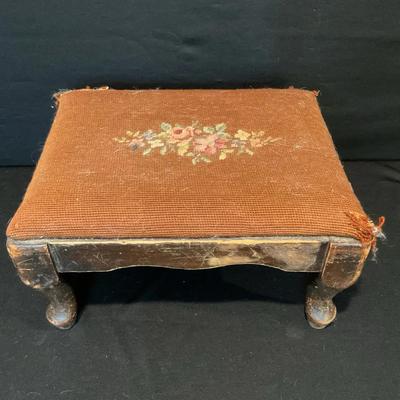 Vintage Needle Point Foot Stool