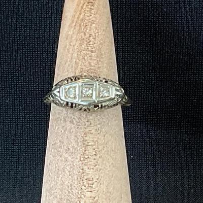 Vintage 18K White Gold And Diamond