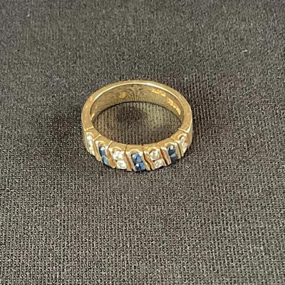 14K Gold Diamond And Sapphire Ring
