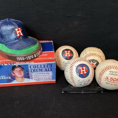 Houston Astros Blue Cap And Replica Signed Balls 