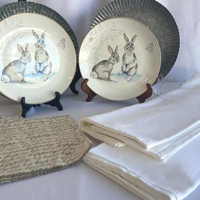 Easter Plates With (2) White 60’x 104” Tablecloth 