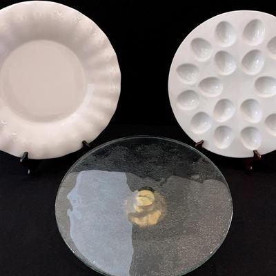 Serving Platter, Large Cake Plate & Egg Plate