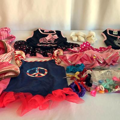 Dog Outfits (small to medium), Leashes, Bows, 2 Washable Diapers