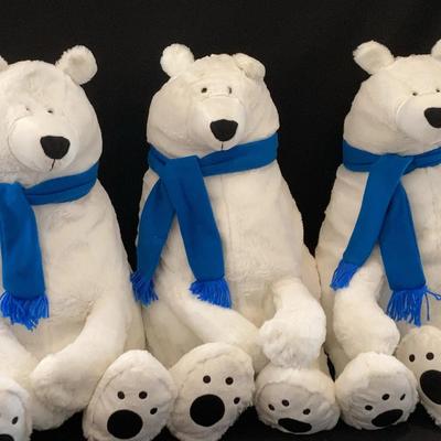 Plush Large Polar Bears With Blue Scarf