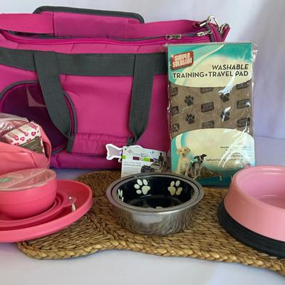 Dog Carrier  With Water A Food Bowels / Doggie Poop Bags/ Washable Training 