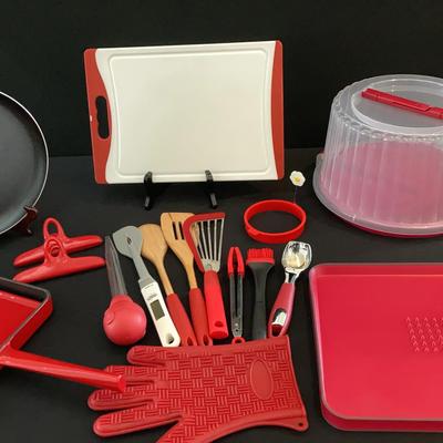 Giada De Laurentis Red Enameled Cast Iron Panini Press, & Misc Cookware 