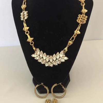 Cabi Laurel necklace, Gold tone Earrings & Silver tone Hairpins 