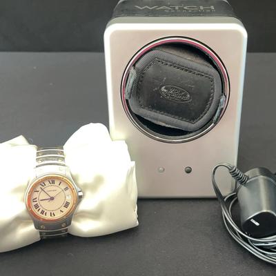Cartier Watch Silver and Gold With Blue Accent and Wolf Design Self Winder
