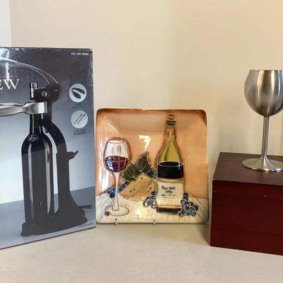Wine Corkscrew Sets, Stainless Wine Goblets And Ceramic Pinot Noir Plate