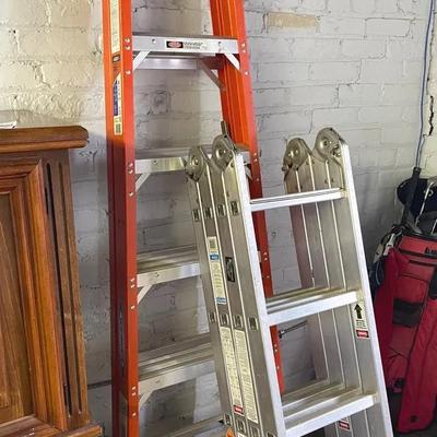 Krause MultiMatic 16 Foot Folding Ladder And 6 Foot Werner Ladder 