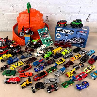 Diecast Vehicles (100+) With Hot Wheels, NASCAR, Monster Trucks, Sodor Train Playset