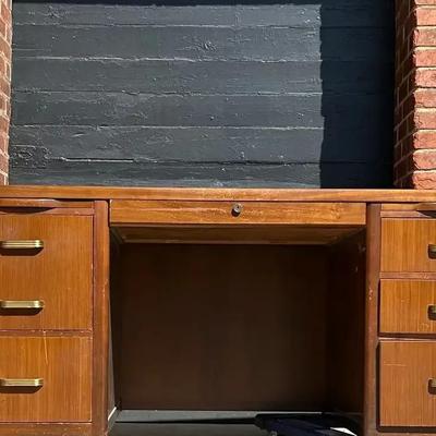 Mid Century Modern Walnut and Laminate Desk