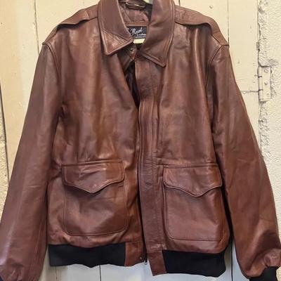 Brown Leather Jacket, Vintage 2XL