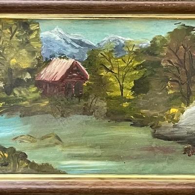 Signed Diminutive Oil on Canvas Panel Landscape 