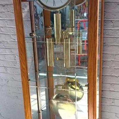 Stunning Howard Miller Eternity Curio Grandfather Clock, Model 610-683