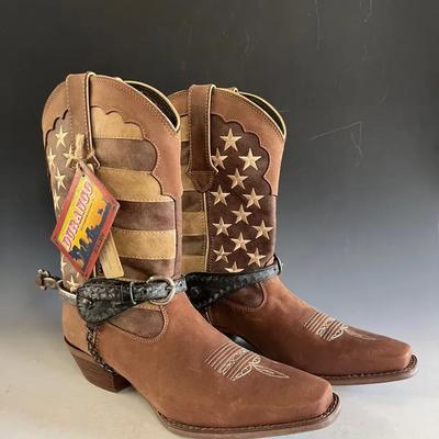 NWT Durango Crush Brown Union Flag Cowboy Boots Women’s Size 11