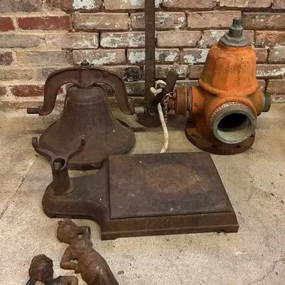 Vintage Iron and Steel Salvage with Partial Fire Hydrant, Pipe Wrench, Caryatids and More