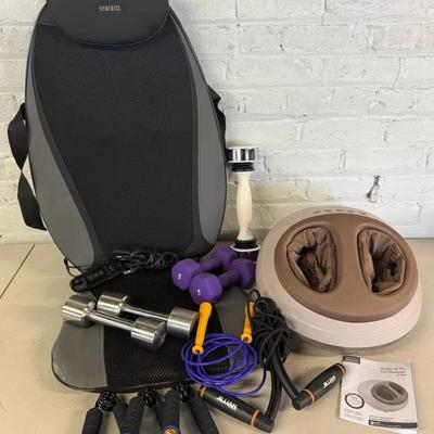 Workout & Recovery With Weights, Jump Rope, Shiatsu Massagers