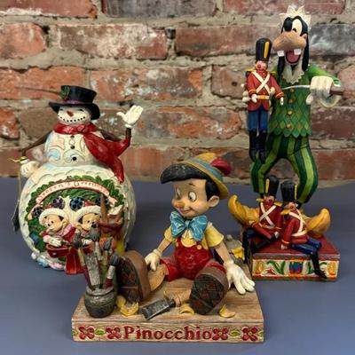 Jim Shore Disney Figurines (3) With Pinocchio, Christmas, Goofy