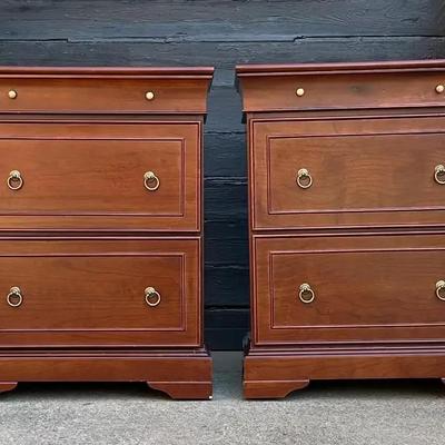 Pair of Bombay Furniture Cherry Bedside Chests