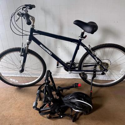 Nishiki Tamarack Bicycle With 26 Inch Wheels, Helmet, Allen Dual Bike Rack