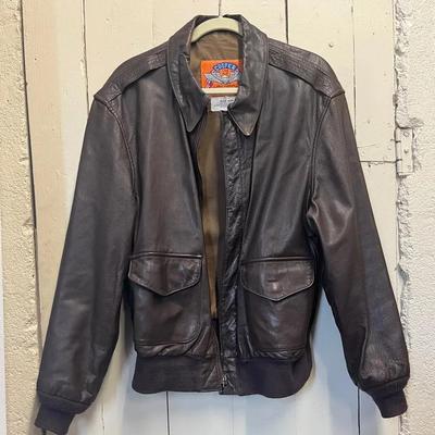 Cooper Brown Goatskin Leather Bomber Jacket 46R