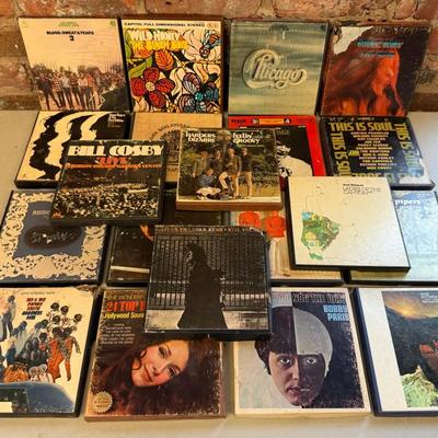 Collection (20) Vintage Stereo Audio Tapes (4-Tracks) With Beach Boys, Chicago, Joni Mitchell ++