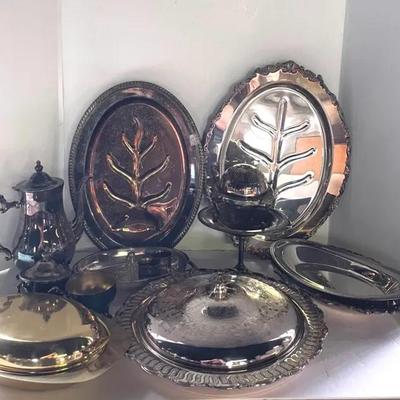 Rogers Silverplate With Roll-top Caviar Dish, E P On Copper BM Mounts Server And More