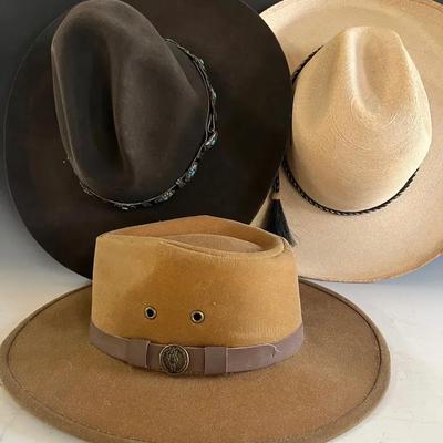Western and Australian Wide Brim Hats (3) Size 7 3/8
