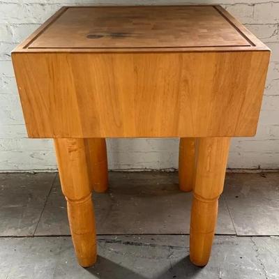 Large Vintage Butcher Block Square Table