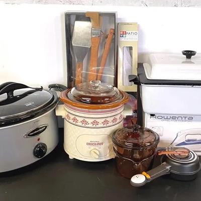 Small Appliances With Crockpots, Iron, Nesco Roaster And More