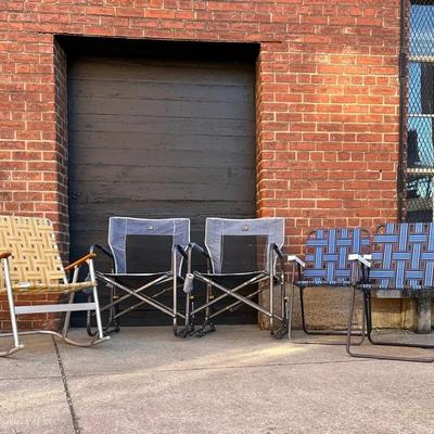 Two Freestyle Rocker Camp Chairs with Other Patio Chairs