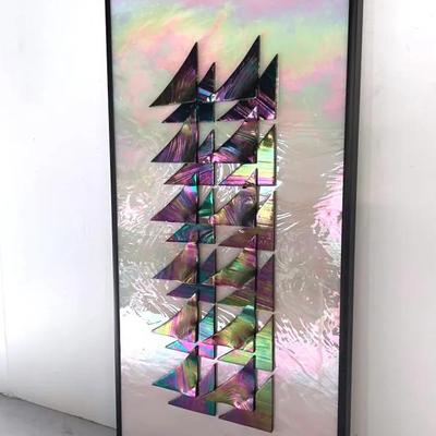 Dichroic Iridescent Framed Art Glass Panel