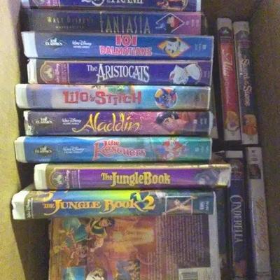 Box of 30+ Disney Classics VHS Clamshells (Some Sealed)