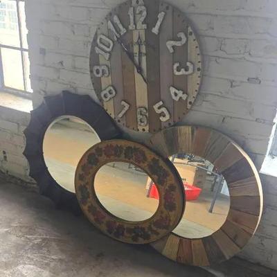 Rustic Style Mirrors And Wall Clock Decor