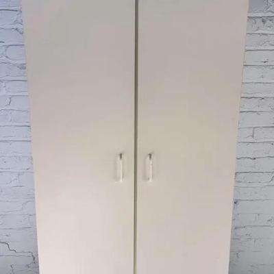 Faux Wood/Particle Board Storage Cabinet Or Wardrobe, White