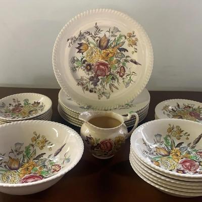 Partial Set Of Johnson Bros.”Garden Bouquet” China