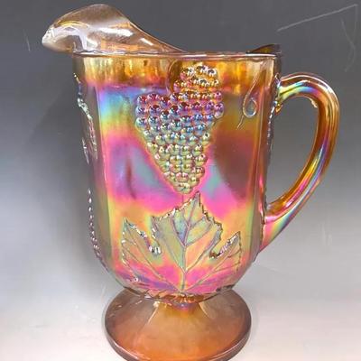 Indiana Glass Amber Gold Carnival Glass Pitcher