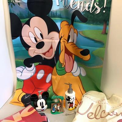 Mickey Mouse Flags  Small Clock And Soap Dispensers