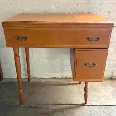Singer ‘Touch & Sew’ Sewing Machine With Cabinet, Manual, & Accessories