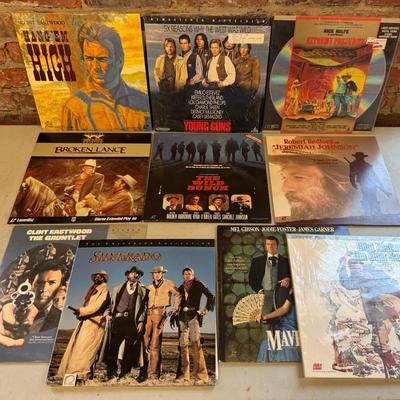 Laser Video Discs Of Western Movies (10) With Eastwood, Young Guns, Maverick