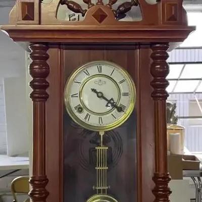 Gorgeous D&A Carved Mahogany Pendulum Wall Clock