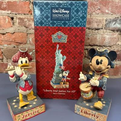 Jim Shore Disney Americana Figures (3) With Mickey, Donald, Statue Of Liberty 