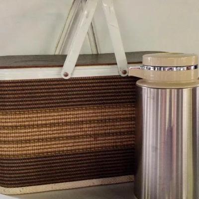 Vintage Redman Picnic Basket (1950) W/Corning Thermique  Stainless Server