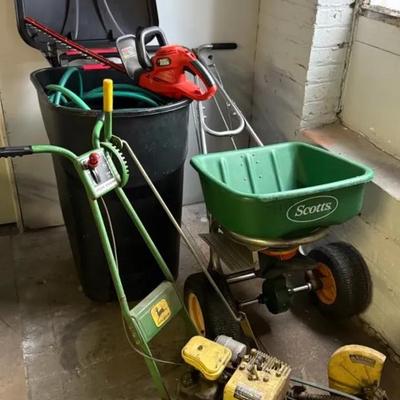 Lawn & Garden Power Tools With John Deere Edger, Scott’s Seeder, Trash Can & More