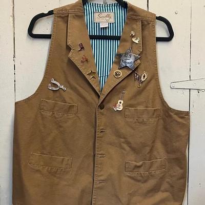 Scully Cotton Canvas Vest with Western Pins