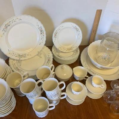 Arcopal Set Of Dishes, Pitcher, Tumblers And Wine Glasses